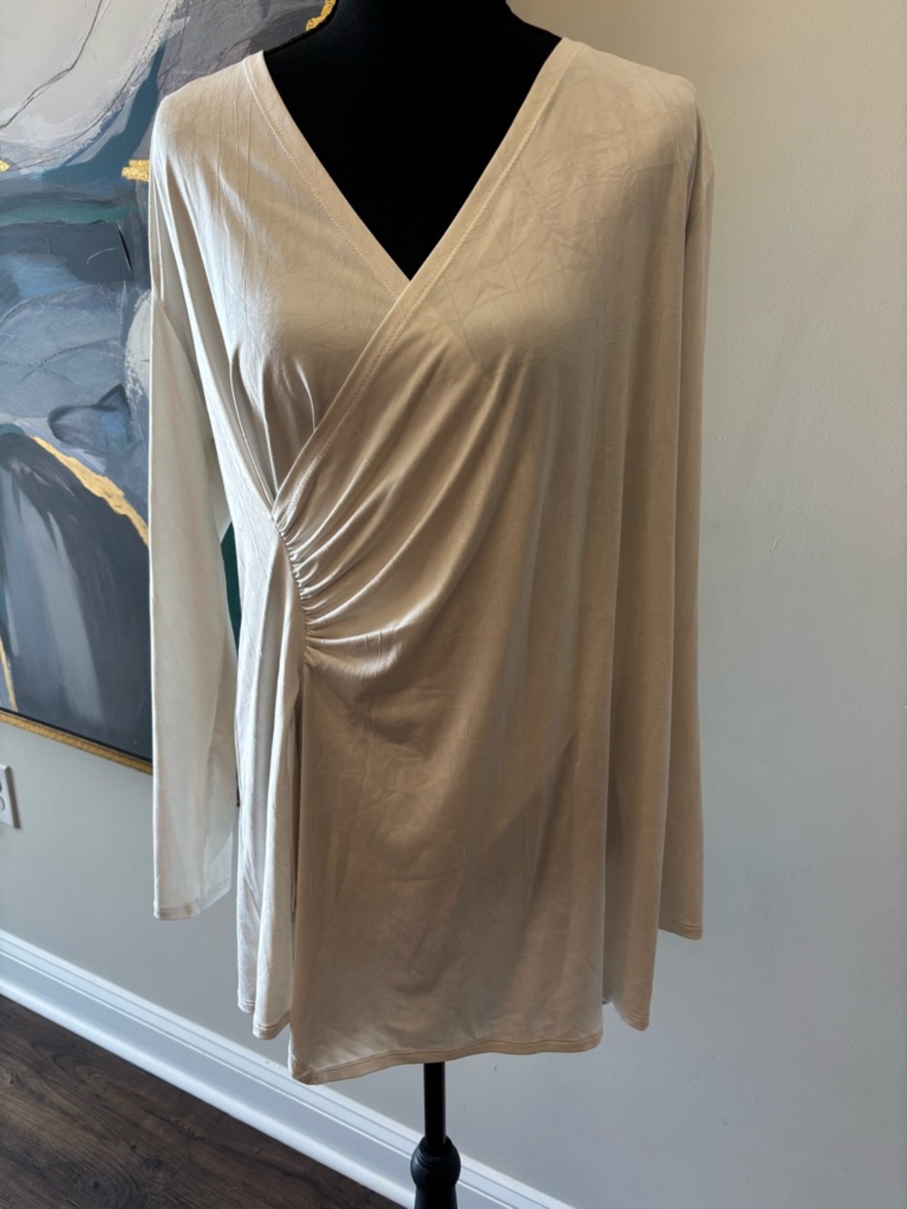 CLARA SUNWOO Beige Wrap-Style Long Sleeve Blouse